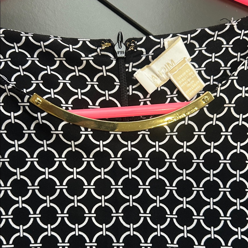 Michael Kors Black and White Geometric Pencil Skirt